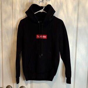 Supreme Black Hoodie with Red Box Logo